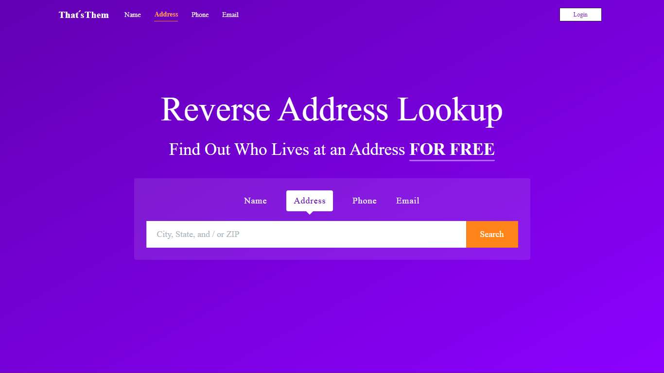 Reverse Address Lookup | Free Address Search | ThatsThem